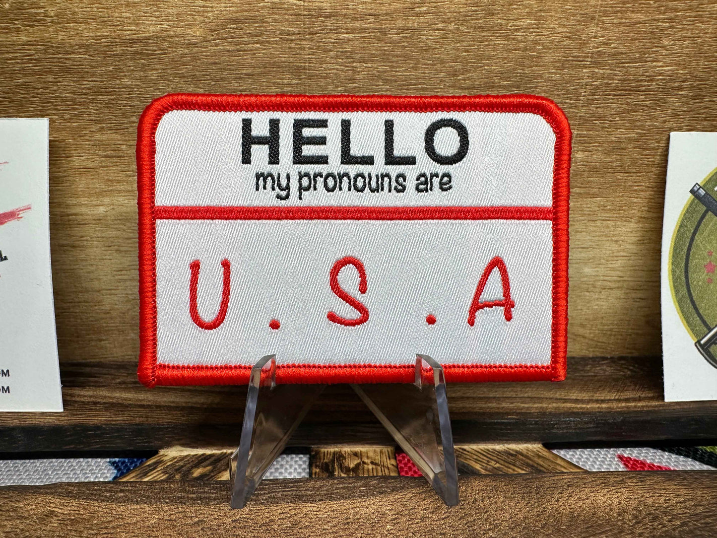 The Patriot's Identity Patch: Hello My Pronouns Are U.S.A. Name Tag Patch