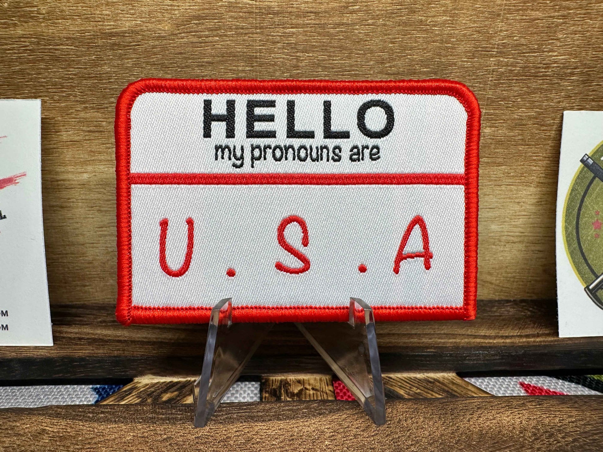 The Patriot's Identity Patch: Hello My Pronouns Are U.S.A. Name Tag Patch