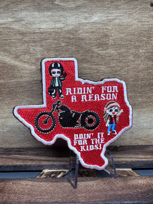 LIMITED EDITION "Doin' It For The Kids!" Texas Patch - Motorcycle Charity Ride, 4 Inch, Embroidered