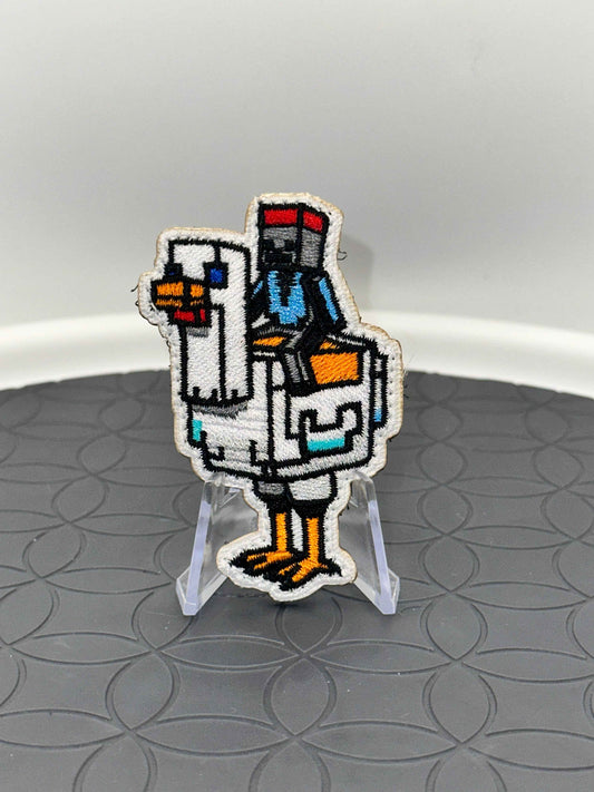 Chicken Jockey Embroidered Patch with Hook Backing