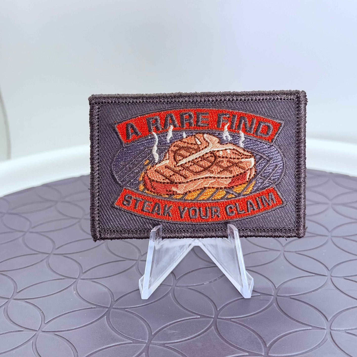 "Rare Find" Valentine’s Steak Heart Morale Patch - 3x2 Fully Embroidered Hook and Loop