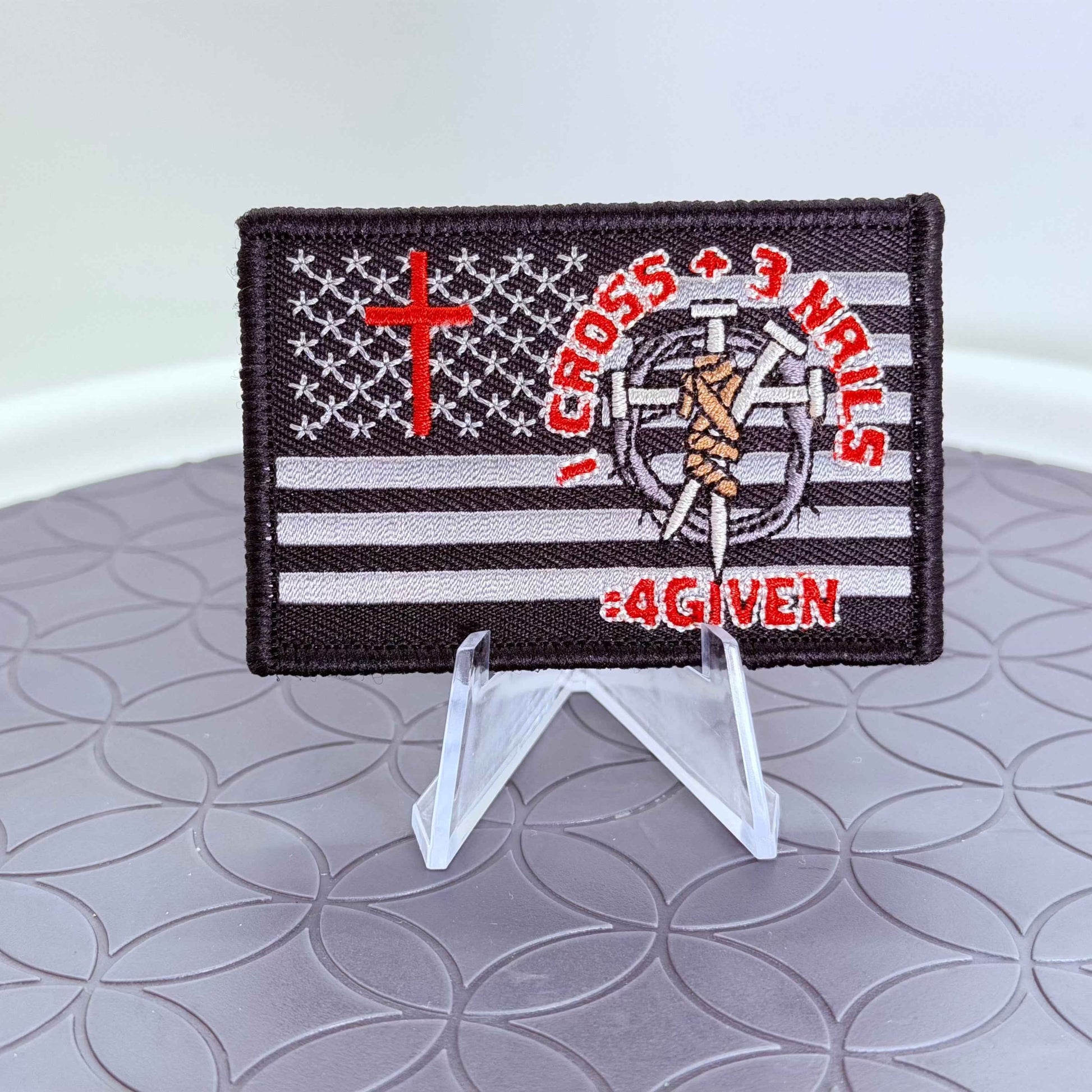 "4GIVEN" Christian American Flag Tactical Morale Patch - 3x2 Fully Embroidered Hook and Loop