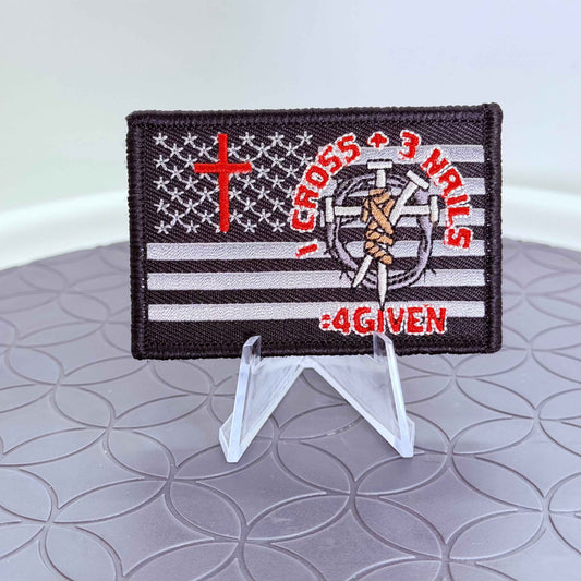 "4GIVEN" Christian American Flag Tactical Morale Patch - 3x2 Fully Embroidered Hook and Loop
