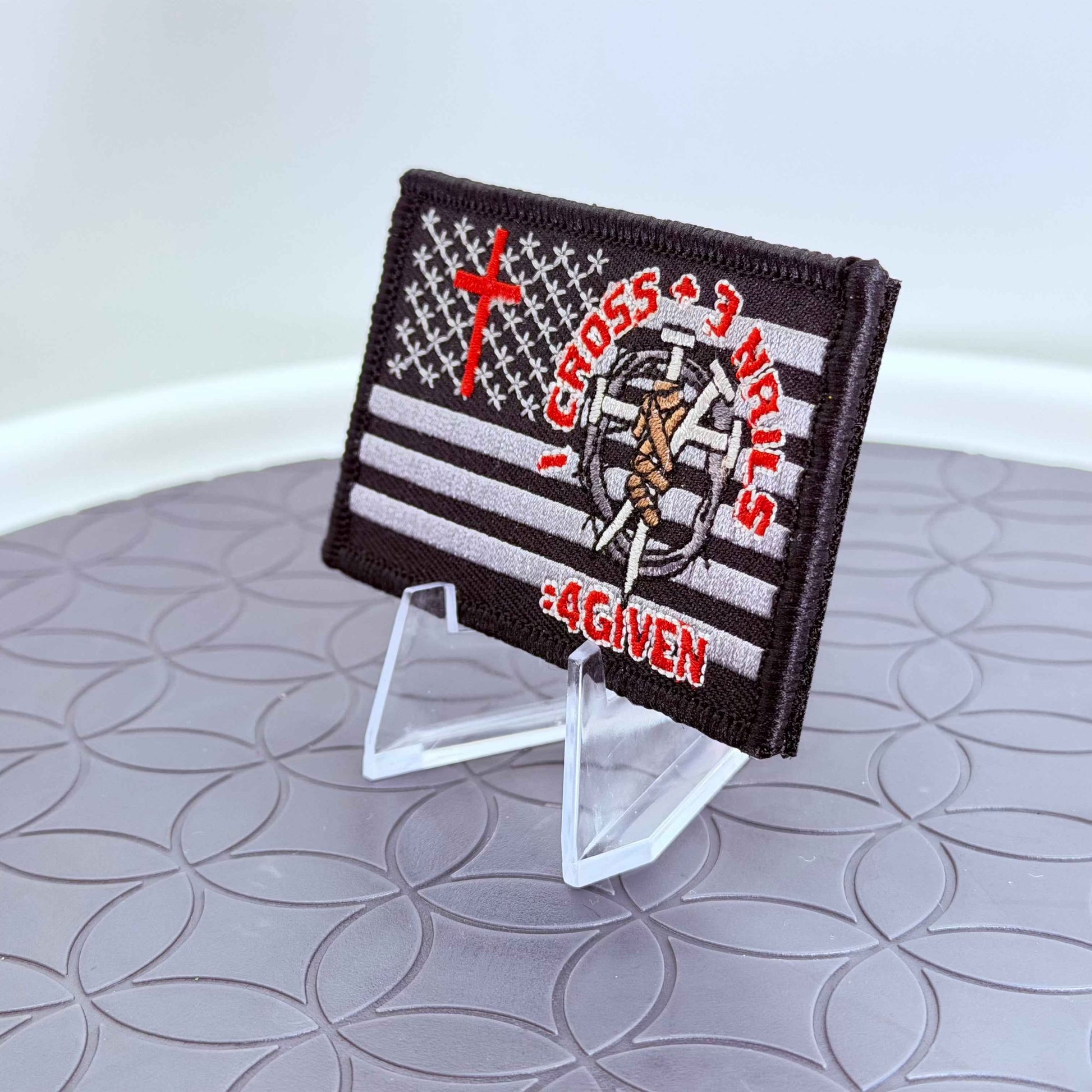 "4GIVEN" Christian American Flag Tactical Morale Patch - 3x2 Fully Embroidered Hook and Loop
