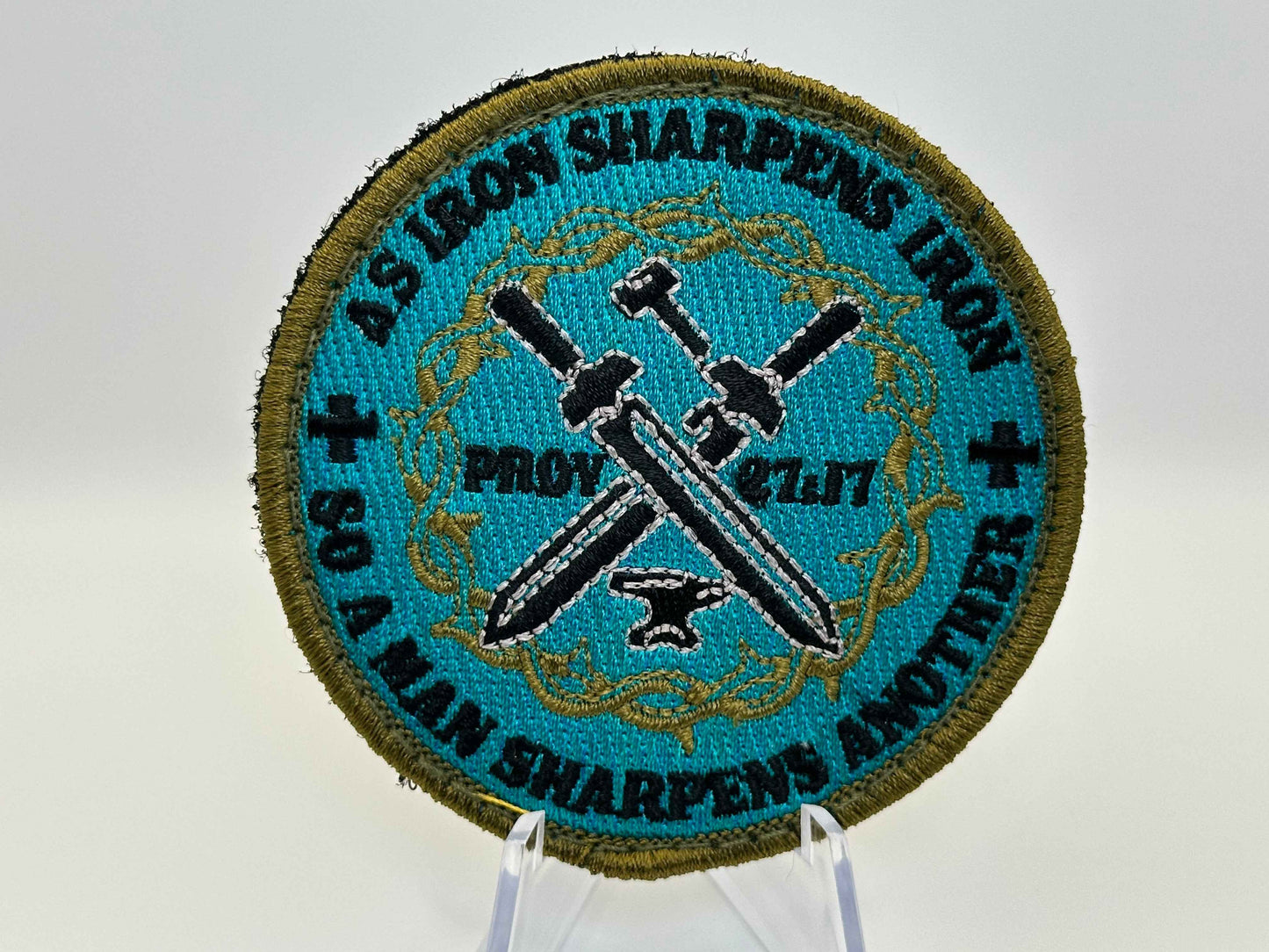 Iron Sharpens Iron Patch Proverbs 27:17 Brotherhood Emblem