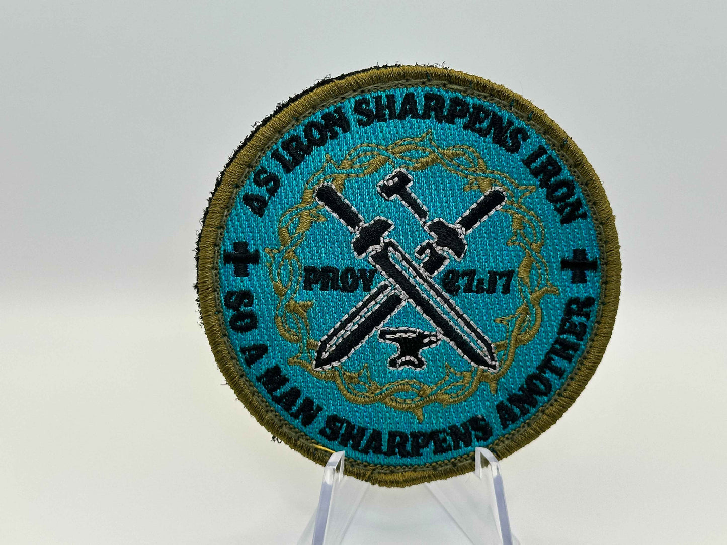 Iron Sharpens Iron Patch Proverbs 27:17 Brotherhood Emblem