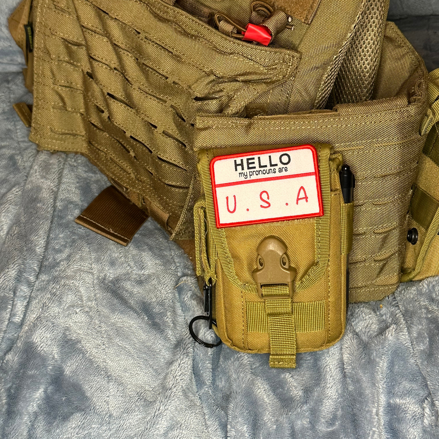 The Patriot's Identity Patch: Hello My Pronouns Are U.S.A. Name Tag Patch