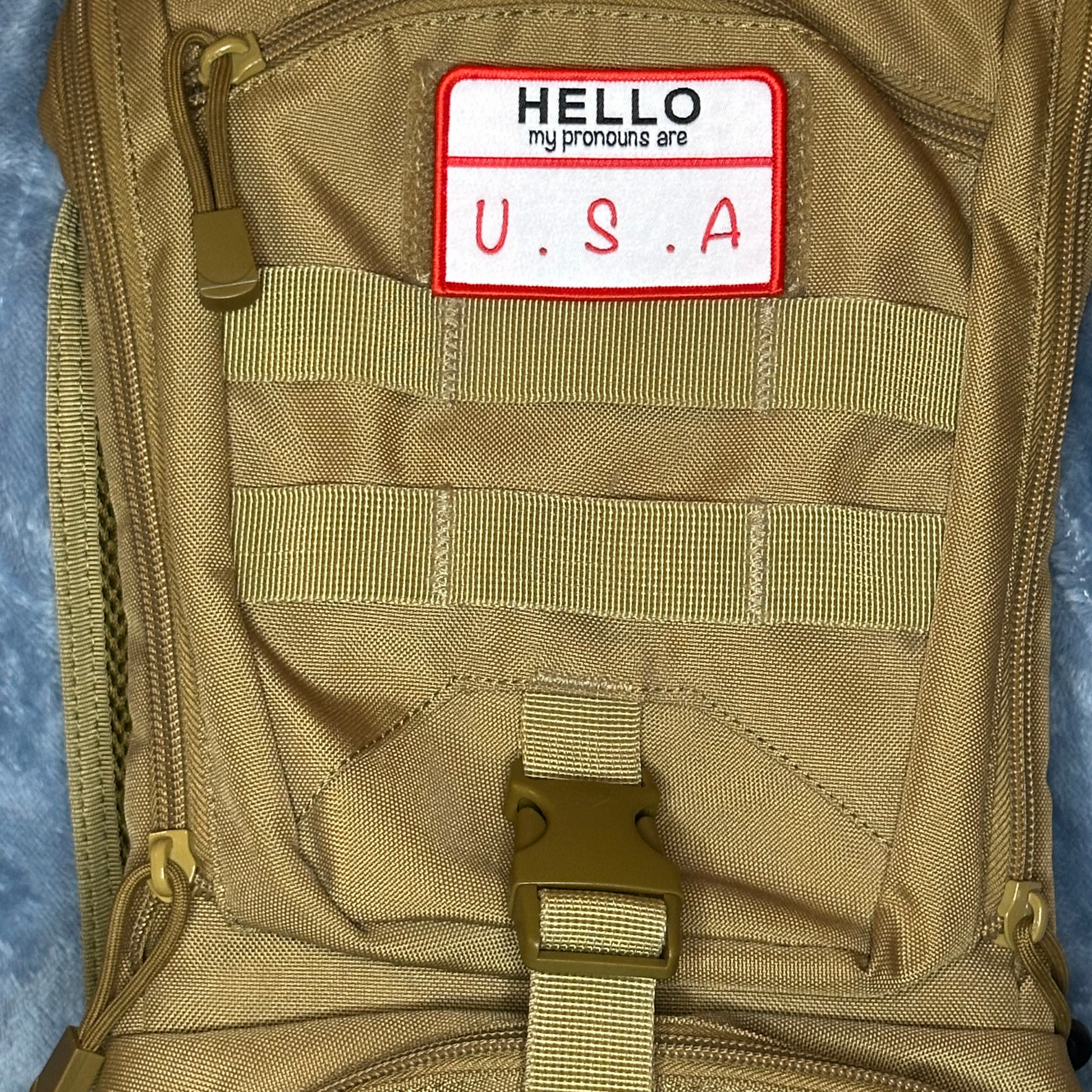 The Patriot's Identity Patch: Hello My Pronouns Are U.S.A. Name Tag Patch