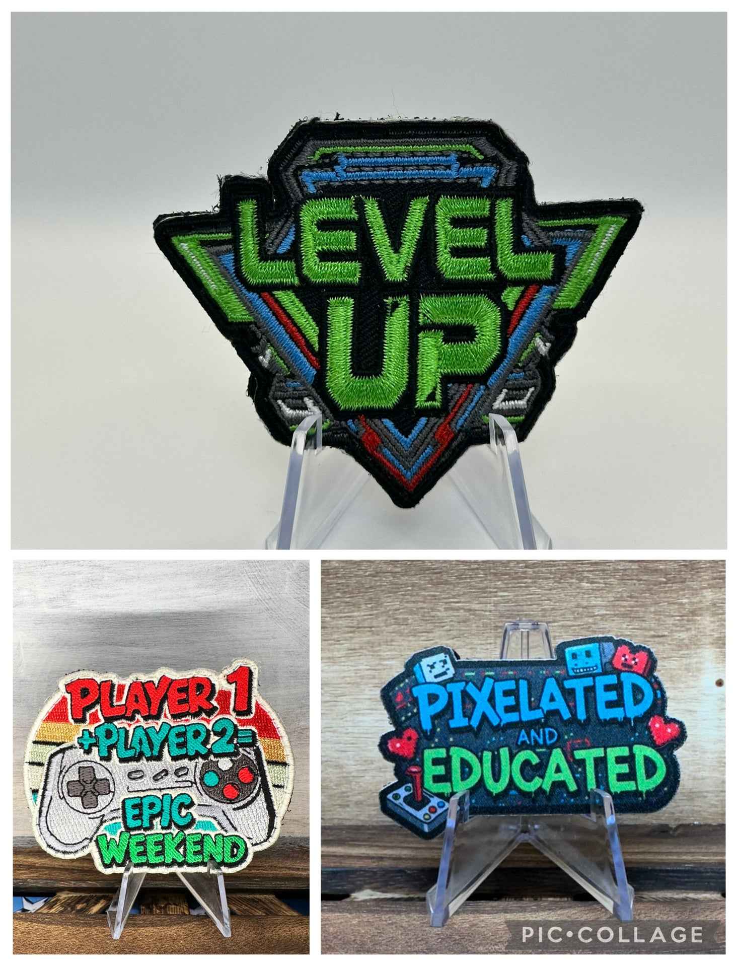 LEVEL UP GAMING PATCH - Retro Gaming, Hook & Loop